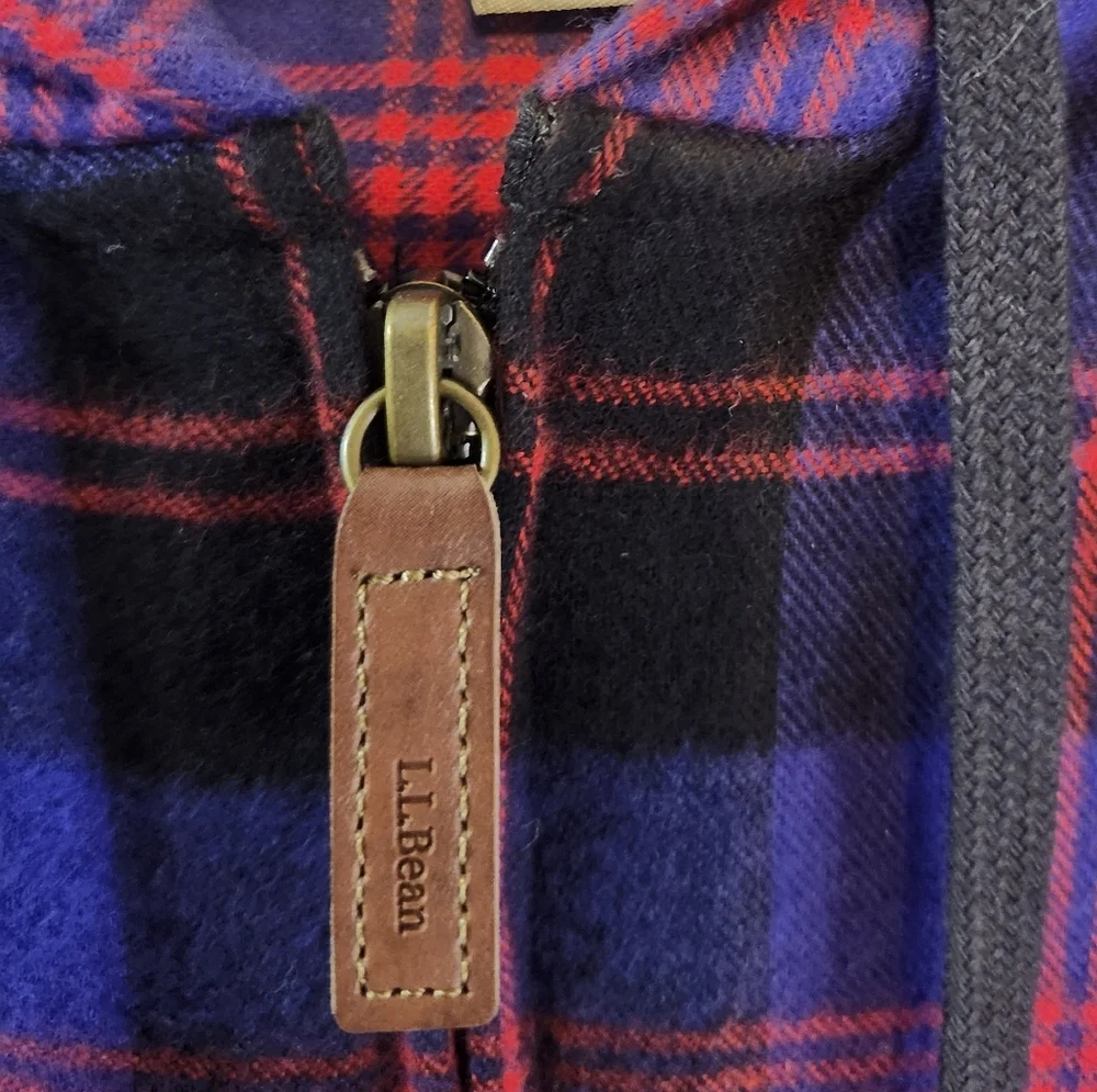 L.L. Bean Women's Scotch Plaid Flannel Zip Up Hoodie Relaxed Fit Size Large - Picture 11 of 11